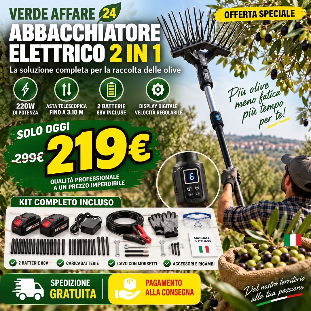 Scuotitore per olive 2 in 1 a 219 euro
